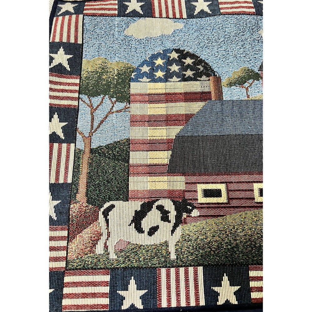 Farm Cow/Barn 4 pc. Placemats Red White Blue Patriotic Farmhouse Decor Americana - Picture 8 of 8